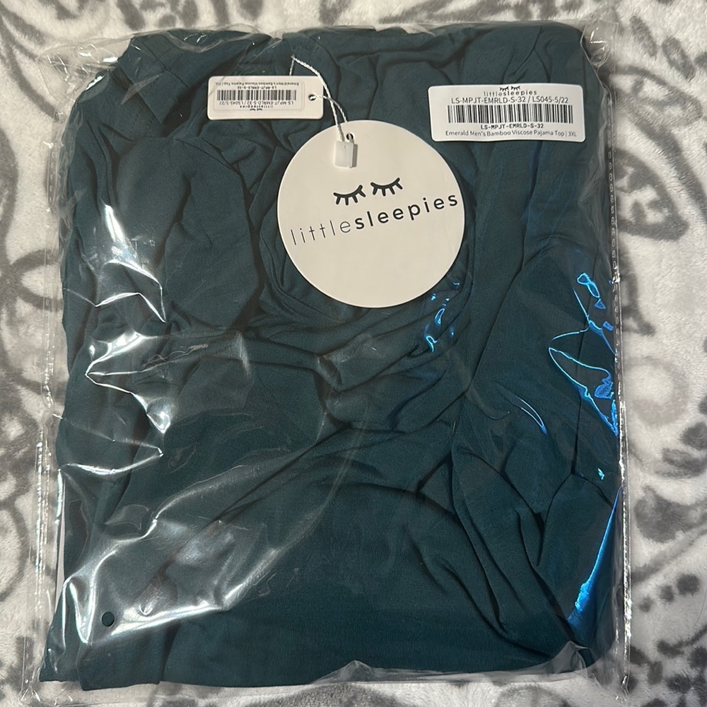Little sleepies men’s long sleeve top. Emerald 3x
